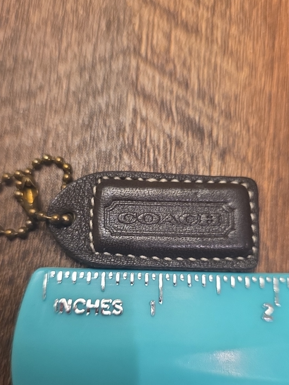 COACH Dark Brown Hang Tag With Contrast Stitching Y2K